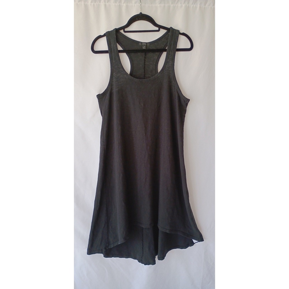 J.Crew‎ Black Cotton Racerback High-Low Tank Dress Womens M Sleeveless Casual - Picture 2 of 6